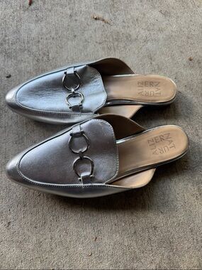 Naturalizer Silver Metallic Slip-On Horsebit Mules